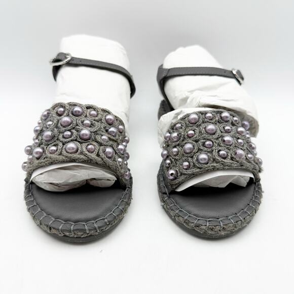 Sam Edelman Kids Holly Sandals US 1 M EU 32 Mockingbird Grey Linen NIB - Picture 5 of 11